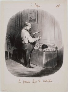The Fathers - The First Swimming Lesson by Honoré Daumier